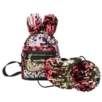 

3pcsset Women Rabbit Ear Sequin Backpacks School Girl Travel Shoulder Bags