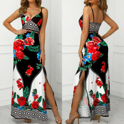 

Women Bodycon Casual Sleeveless Floral Boho Dress Evening Party Cocktail Dresses