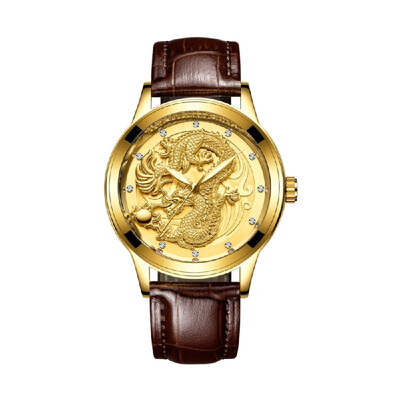 

Dragon&Phoenix Couple Watch His-and-hers Watches Waterproof Luminous Ultra-thin Quartz Watch for Men Women with Leather Strap
