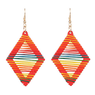 

2019 Korean Summer Geometric Hollow Circle Square Drop Earrings for Women Big Round Handmade Bohemian Party Beach Jewelry