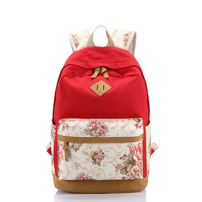 

Tailored Women Large Capacity Canvas Floral Shoulder Travel Bags School Student Backpack
