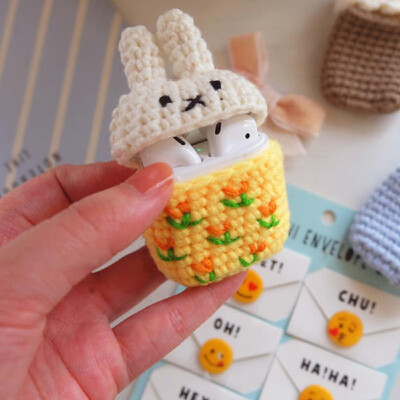 

cartoon handmade wool set knit for airpods headset cover