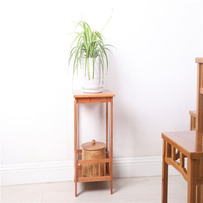 

BO AI NUO Two-layer bamboo flower racks living room flower stand coffee table racks solid wood flower pot rack storage shelf 343