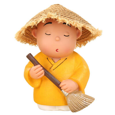 

Creative Straw Hat Buddhist Monk Shaped Piggy Bank Enamel Money Storage Box