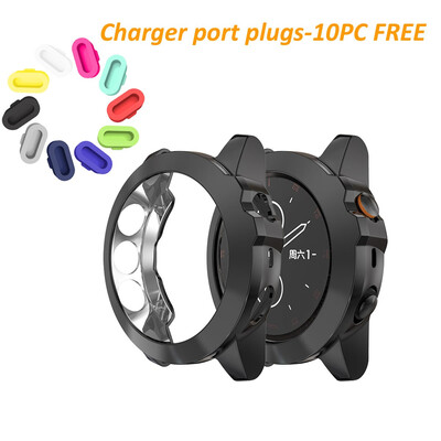 

ECSEM TPU Covers Compatible with Garmin Fenix 5X Plus Watch Case Charger Port Protector Cover for Fenix 5X Plus Accessories