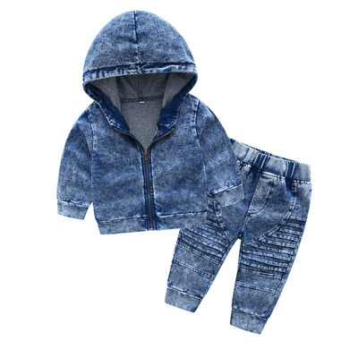 

Baby Boy Clothes Set Autumn Fashionable Long Sleeve Denim Jacket Top Pants 2pcs Tracksuits Kids Boy Clothing