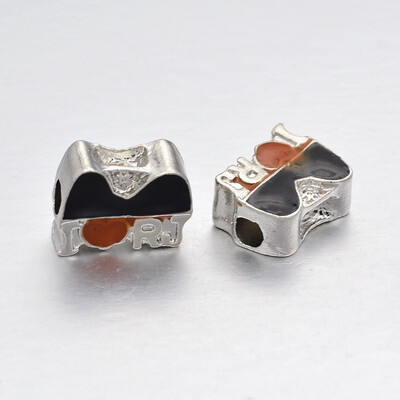 

Platinum Plated Alloy Enamel European Beads Large Hole Word Beads Colorful 14x17x7mm Hole 4mm
