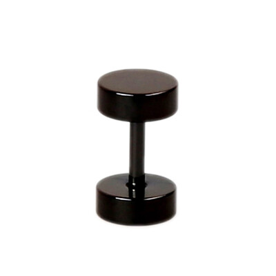

1Pcs Stainless Steel Black Gothic Barbell Earring Round Plain Men Stud Earring