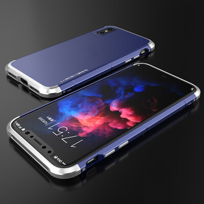

Luxury For Apple iPhone X Case 360 Full Protection 3 in 1 Aluminum Metal PC Hard Slim Hybrid Slim Back Case Cover For iPhone X