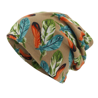 

Tailored Women Feather Print Scarf Beanie Cap Casaul Outdoor Convertible Windproof Hats