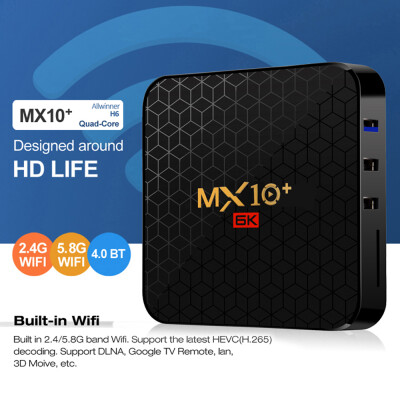 

MX10 Intelligent STB Set Top Box 6K Wifi Media Player TV Receiver Network TV Set-top Box Android 9 ALLWINNER H6 4096 2160 4GB R