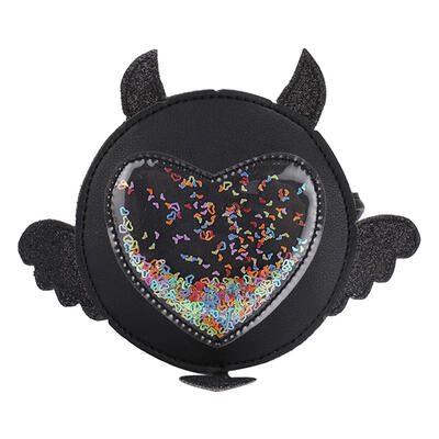 

Cute Glitter Clear Heart Shoulder Bag Leather Kid Girl Round Crossbody Bags