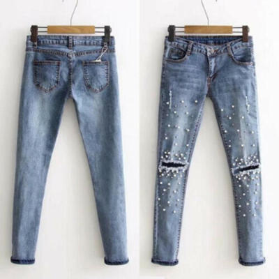 

Women High Waisted Ripped Stretchy Slim Skinny Jeans Denim Ladies Jeggings Pants