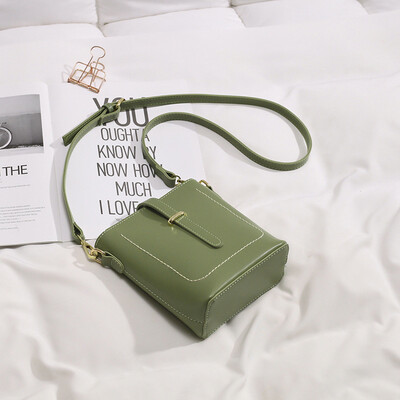 

2019 New Pu Leather Crossbody Bag Fashion Green Large Capacity Bucket Single Shoulder Bag Retro Ladies HandBags Messenger Bag