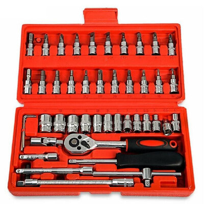 

Car Mechanics Tool Set 46pcs Ratchet Wrench Sleeve Suit Hardware Auto Car Repair Tools Socket Wrenches for Precise Repair or Maint