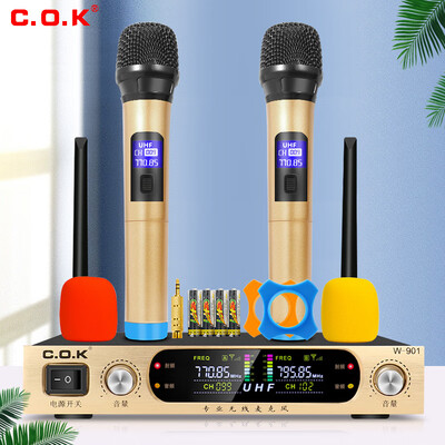 

COK W-901 wireless microphone one for two family KTV karaoke U segment gold