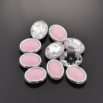 

Sew on Taiwan Acrylic Garment Accessories Oval Pink 11x9x6mm Hole 1mm