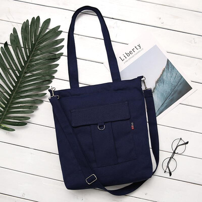 

Casual Women Girls Canvas Shoulder Bag Solid Color Large Capacity Totes Crossbody Bag Schoolbag