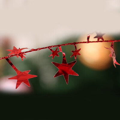 

Christmas Tree Decor Ornaments Color Bar Iron Wire Pentagram Stars Rattan