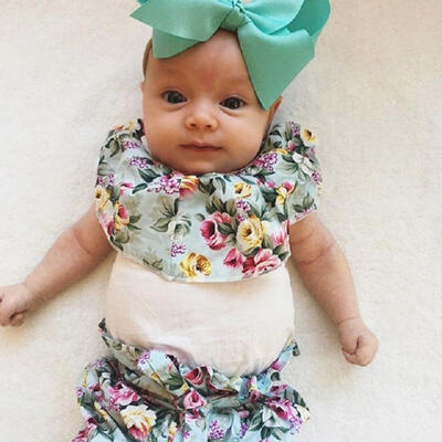 

2Pcs Newborn Infant Baby Girls Cotton Romper Tops Floral Shorts Outfits Clothes