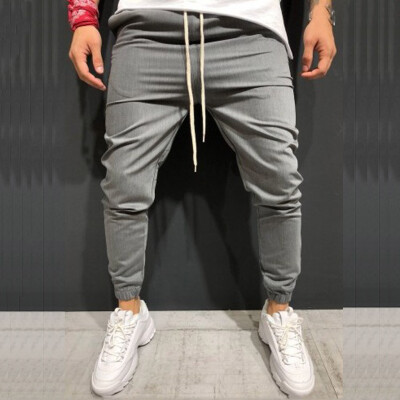 

Tailored Fashion Mens Slim Pure Color Pocket Bandage Casual Sweatpants Drawstring Pant