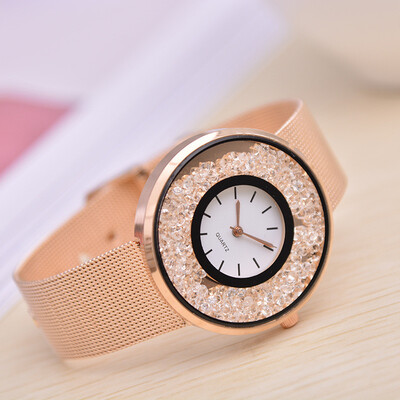 

Simple fashion trend alloy mesh with quicksand ball watch original price direct sales