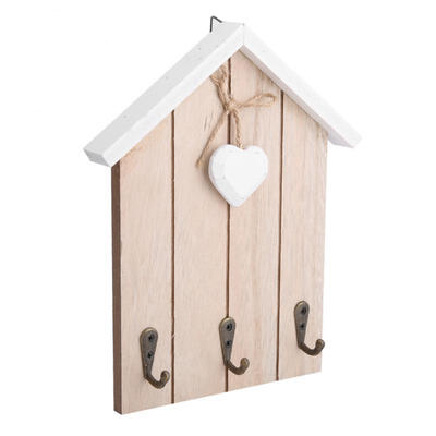 

Greensen Wall-mounted House-shaped Keys Holder with Three Hanging Hooks Wall Decor