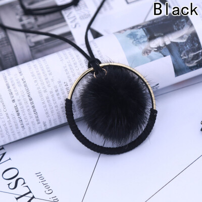 

Top Quality Super Star style Mink fur Ball Metal Round Necklaces for Women Sweater ChainWinter Jewelry