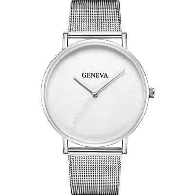 

GENEVA mesh band mens watch new design minimalist male clock stainless steel quartz wristwatch luxury business black watches