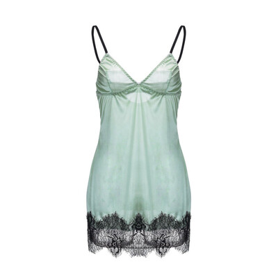 

Toponeto New Women Sexy Lace Silk Satin Sexy Nightdress Lingerie Back Closure Sleepwear