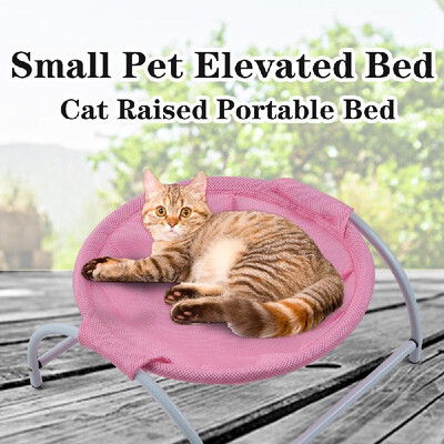 

Small Pet Elevated Bed Cat Raised Portable Bed Polyester Breathable Net Pad Steel Feet Perch