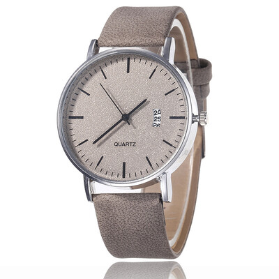 

Fashion Nordic style leather men&women watch frosted dial simple calendar watch quartz watch