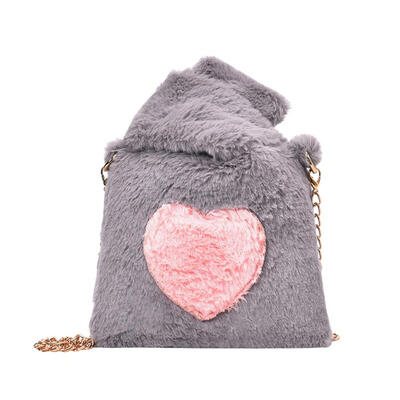 

Cute Plush Women Messenger Handbag Chain Love Heart Crossbody Shoulder Bags