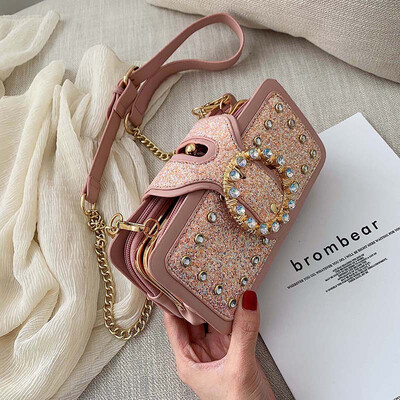 

Luxury High quality Small Diamond 2019 Clutch Bag Girls Handbag Chains Sequined Fashion Crossbody Bag Womens Messenger Bags sac