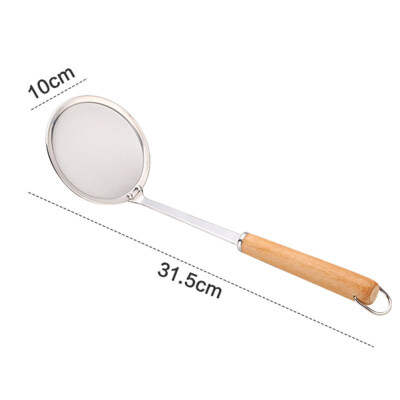 

Wooden Handle Stainless Steel Filter Flour Sieve Colander Spoon Kitchen Cookware