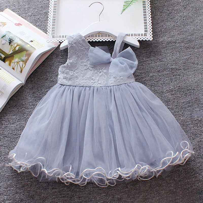 

Summer Casual Fashion Baby Girl Sleeveless Bow-knot Mesh Princess Dress Kids Clothing