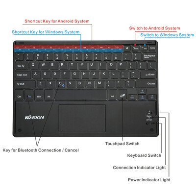 

KKmoon 81 Keys Ultra Slim Thin Touch Pad Bluetooth Keyboard with Foldable Magnetic PU Leather Case for 97-101 in Tablet Android