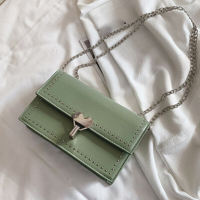 

Tailored Womens Fashion Rivet Small Square Bag Solid Color Diagonal Bag Shoulder Bag