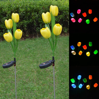 

Gobestart Solar Garden Lights Multi-Color Tulip Flowers Light Outdoor Decoration 2 Pcs