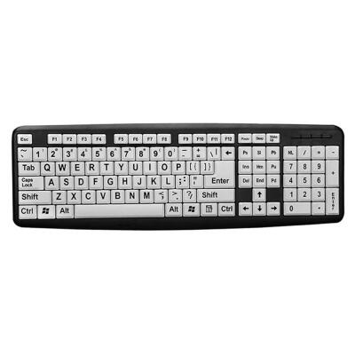 

107 Keys USB Wired Large Print White Keys Black Letter Keyboard for Elderly