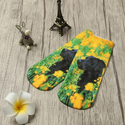 

New Fashion Women Socks Cute Dog Print Low Cut Breathable Stretchy Casual Ankle Socks