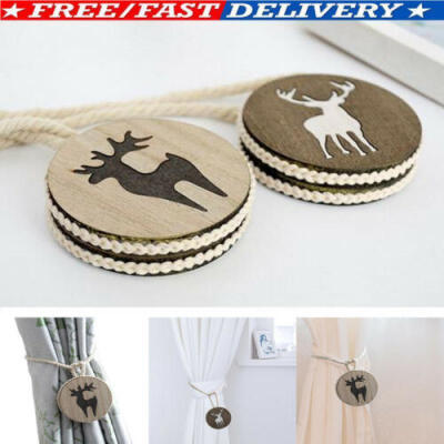 

1Pair Magnetic wooden Curtain Tiebacks Tie Backs Buckle Clips Holdbacks Home UK