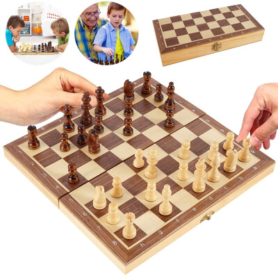 

Portable Chess Board Set Folding Chessboard Magnetic Board Non-magnetic 3 In 1 Chess Wooden Set Travel Games