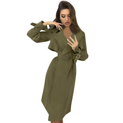 

Toponeto Women Casual Notched Collar Windbreaker Front Wrap Coat Jacket Outwear