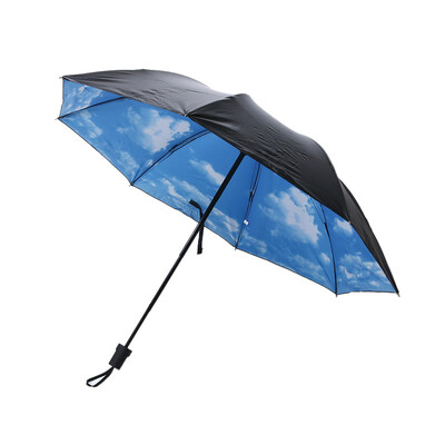 

3D Blue Sky White C louds Printed Sunny Umbrella Sun Umbrella Vinyl Anti-ul