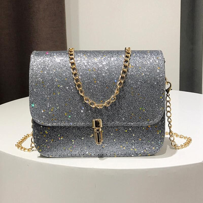 

New Fashion Women Sequined Crossbody Bag PU Leather Chain Mini Messenger Shoulder Bag Glitter Handbag