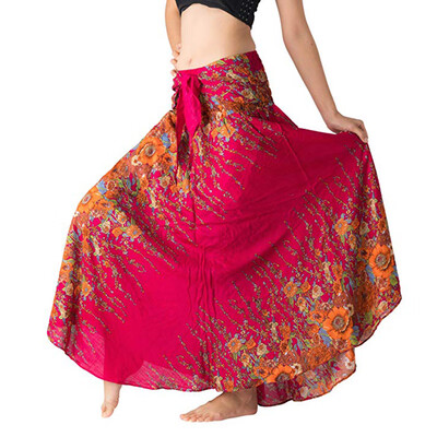

Women Hippie Bohemian Long Skirt Gypsy Boho Elastic Waist Halter Beach Dress