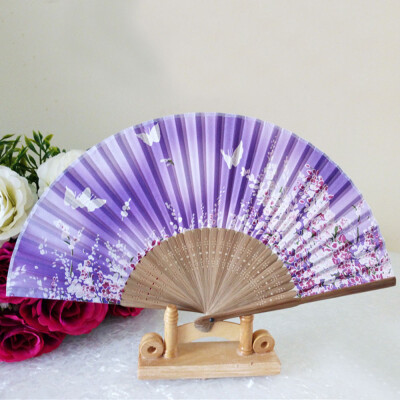 

Siaonvr Pattern Folding Dance Wedding Party Lace Silk Folding Hand Held Flower Fan A