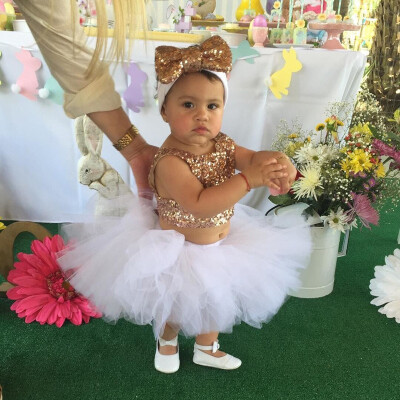 

Toddler Baby Girl Sequins TopsTutu Skirts Headband 3pcs Outfits Set Dress