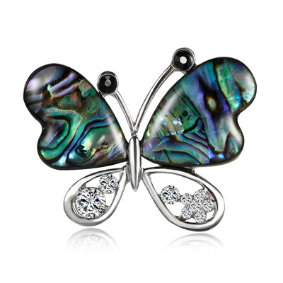 

Fashion Blue Butterfly Brooch Clothes Accessories Gold-color Abalone Shell Insect Brooches Jewelry Pins For Suit Dress